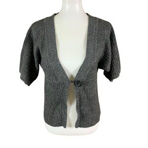 Nomadic Traders Gray Short Sleeve Cardigan Medium Textured Knit Button Front